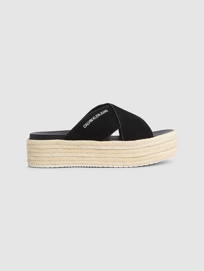 Calvin Klein Cipők HU570820 | Calvin Klein Suede Női Szandál Fekete